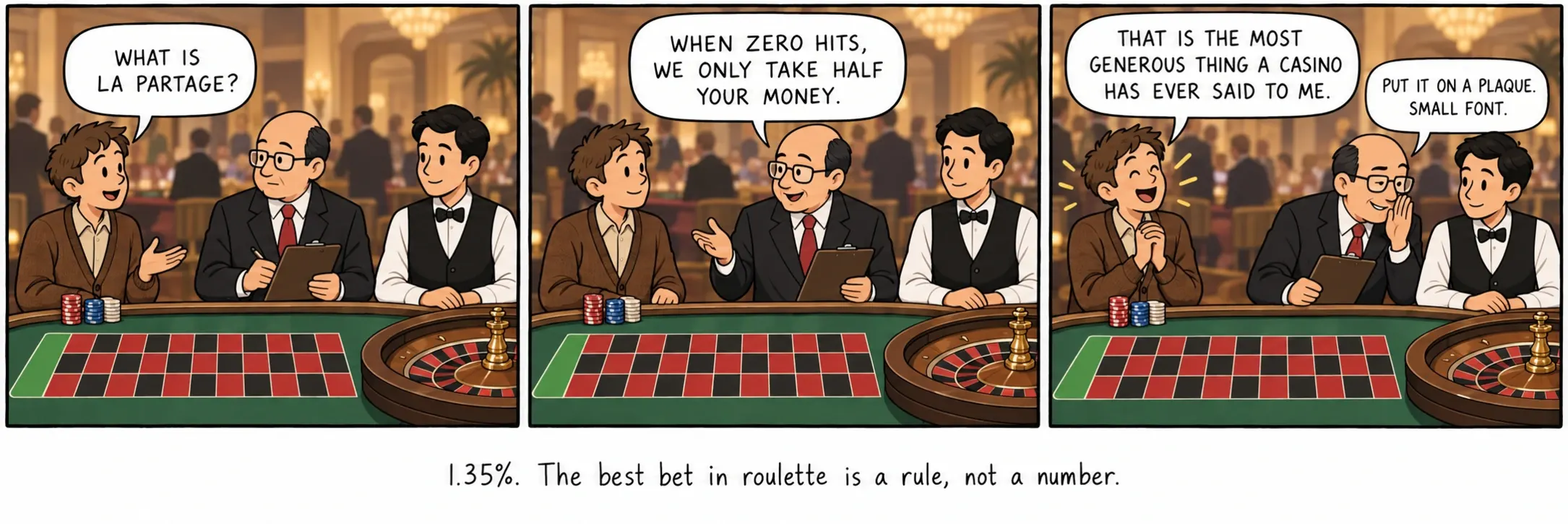 1.35%. Dau bora zaidi katika roulette ni kanuni, si namba.